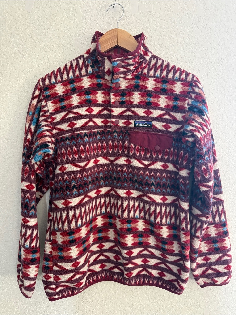 Patagonia Synchilla Snap-T Geometric Print Fleece Pullover Size XS